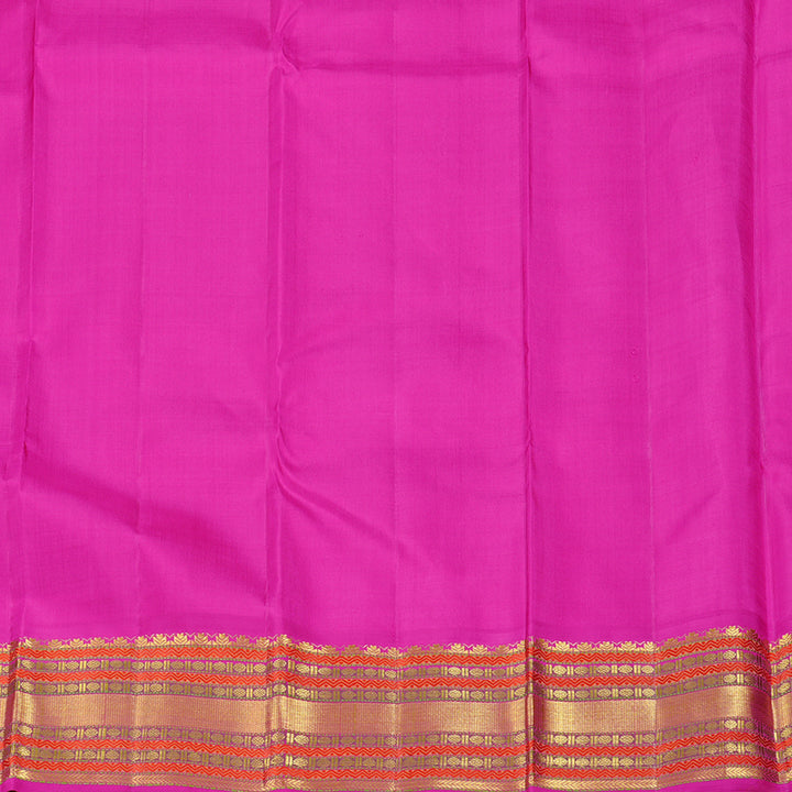 Hayagrivas Handloom Kanjivaram Silk Saree in Lumnious Orangish Pink KBD2105C6-3