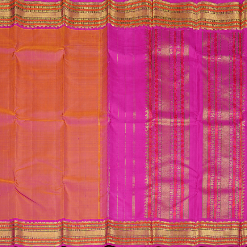 Hayagrivas Handloom Kanjivaram Silk Saree in Lumnious Orangish Pink KBD2105C6-3