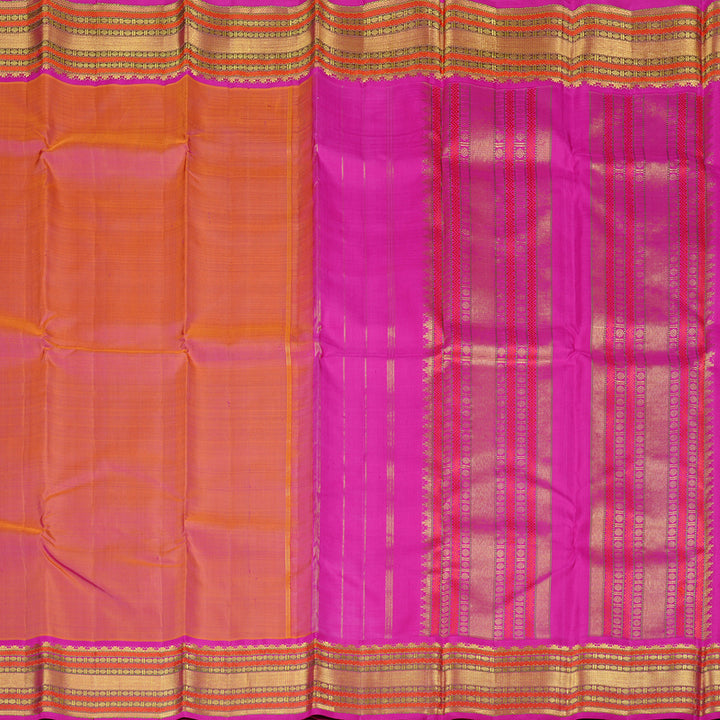 Hayagrivas Handloom Kanjivaram Silk Saree in Lumnious Orangish Pink KBD2105C6-3