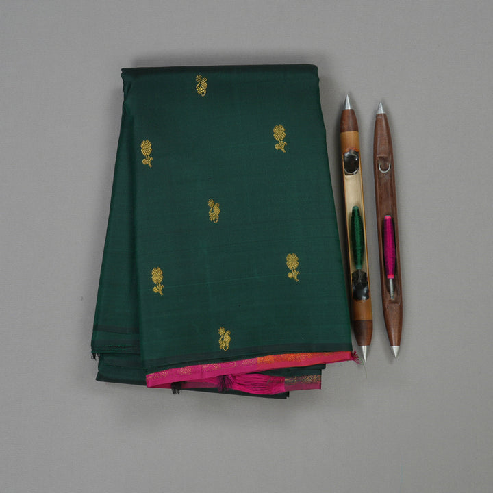 Hayagrivas Bottle Green Handloom Kanjivaram Silk Saree KBD2105C8-1