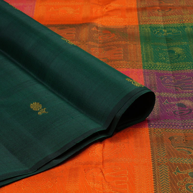 Hayagrivas Bottle Green Handloom Kanjivaram Silk Saree KBD2105C8-1