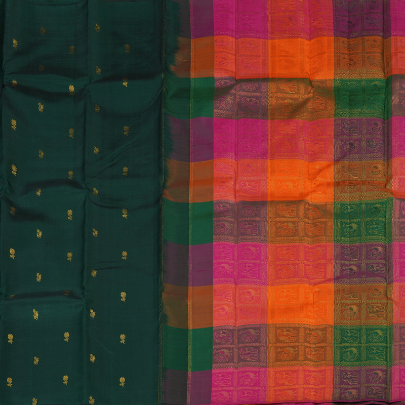 Hayagrivas Bottle Green Handloom Kanjivaram Silk Saree KBD2105C8-1