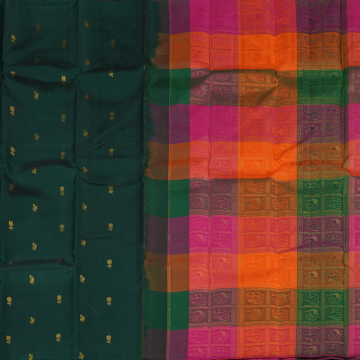 Hayagrivas Bottle Green Handloom Kanjivaram Silk Saree KBD2105C8-1