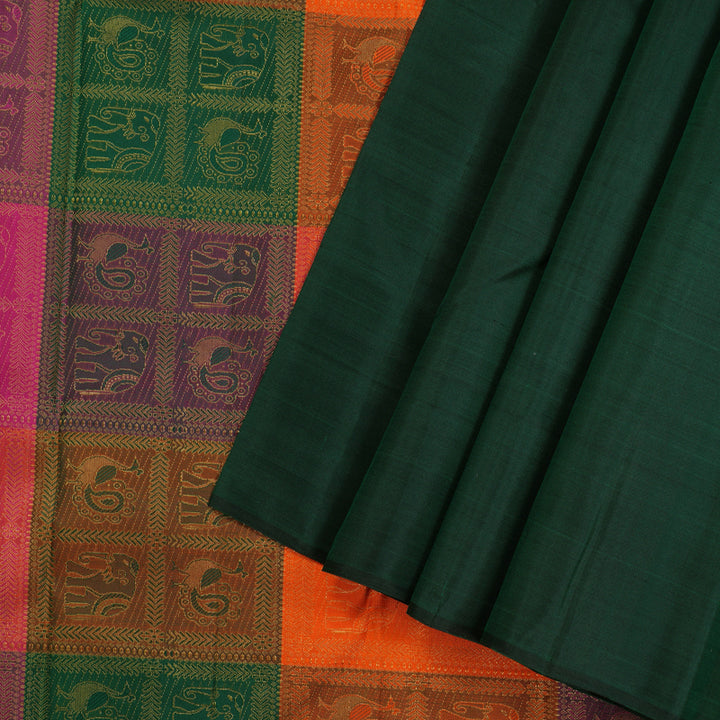 Hayagrivas Bottle Green Handloom Kanjivaram Silk Saree KBD2105C8-1