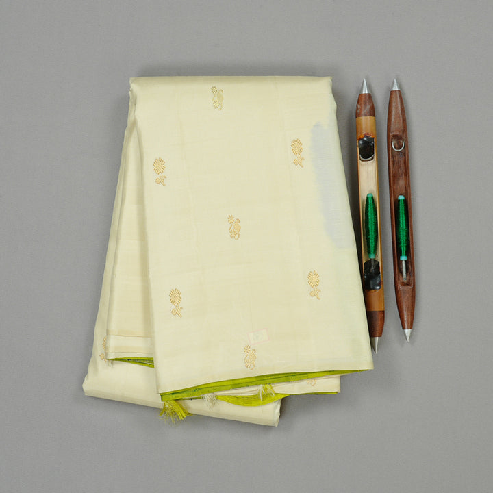 Hayagrivas Handloom Kanjivaram Silk Saree in Ethereal Half White KBD2105C8-2