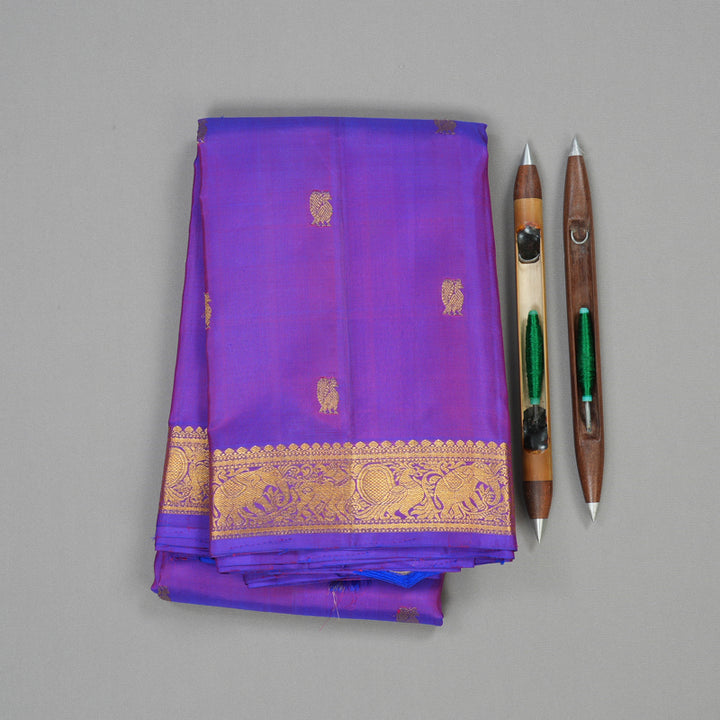 Hayagrivas Purple Handloom Kanjivaram Silk Saree KBD2107C1-1