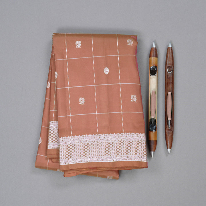 Hayagrivas Handloom Kanjivaram Silk Saree in Caramel Light Chocolate Brown KBD2107C2-2