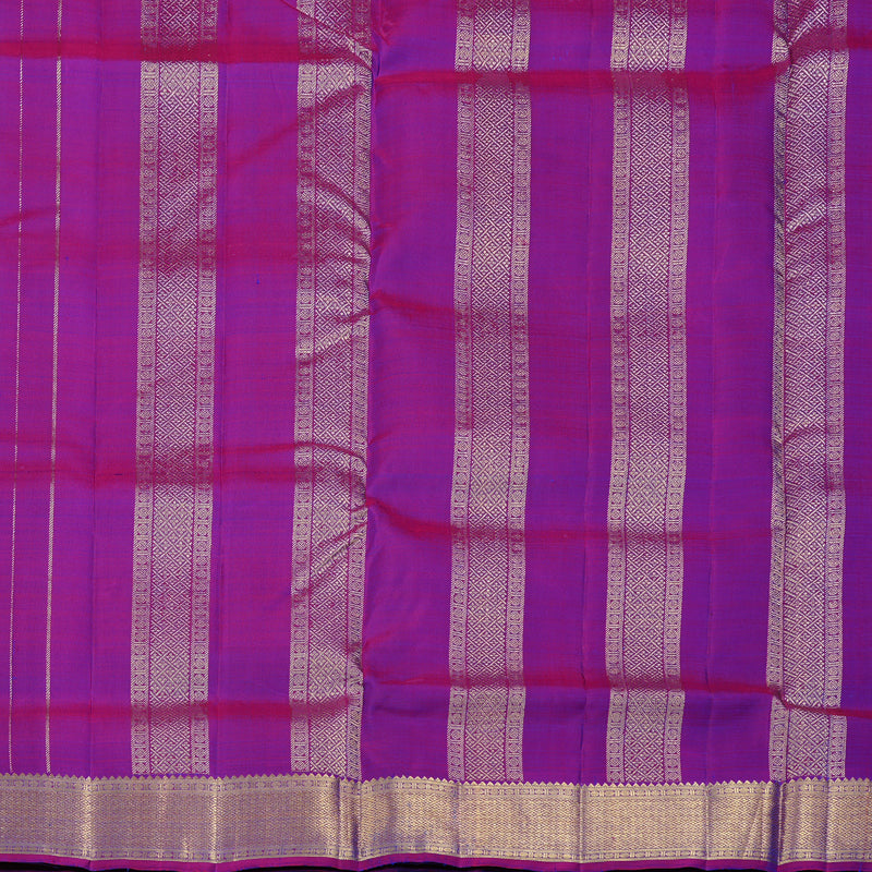 Hayagrivas Peacock Blue Handloom Kanjivaram Ten Yards Silk Saree with Purple Border KBD2108C2-5