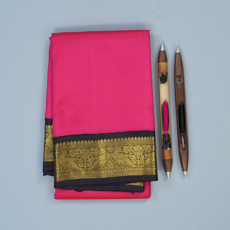 Hayagrivas Handloom Rani Pink Kanjivaram Silk Saree with Deep Nagapazham Border KBD2109C1-1