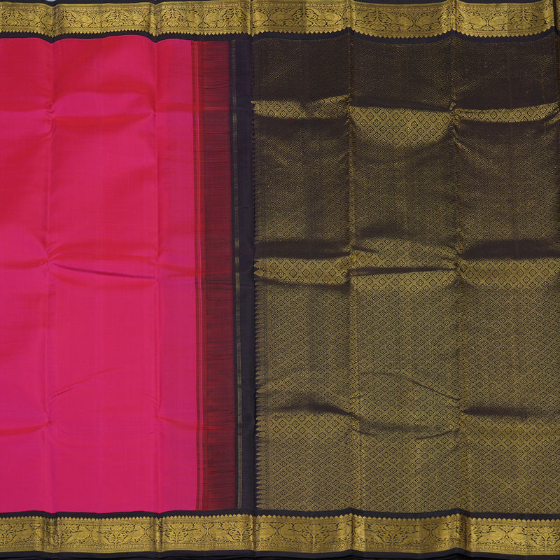Hayagrivas Handloom Rani Pink Kanjivaram Silk Saree with Deep Nagapazham Border KBD2109C1-1