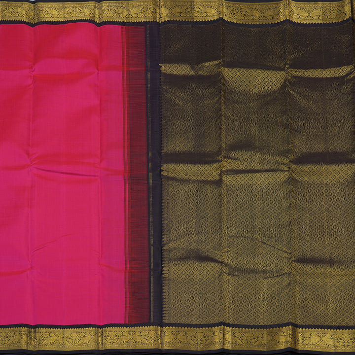 Hayagrivas Handloom Rani Pink Kanjivaram Silk Saree with Deep Nagapazham Border KBD2109C1-1