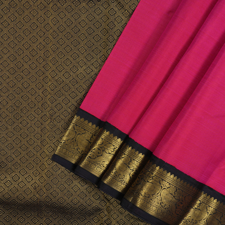 Hayagrivas Handloom Rani Pink Kanjivaram Silk Saree with Deep Nagapazham Border KBD2109C1-1