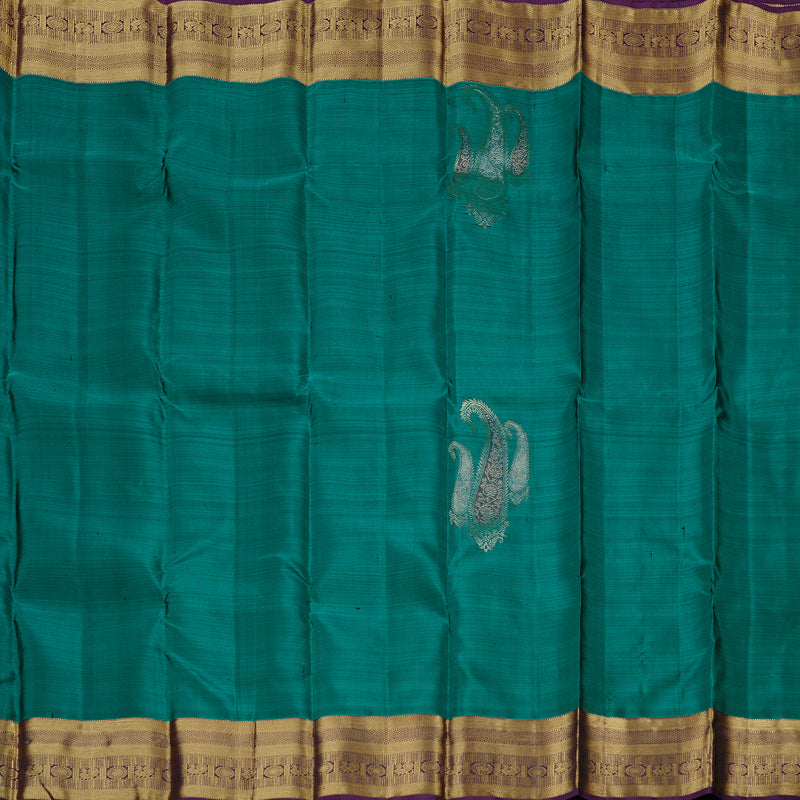 Hayagrivas Handloom Kanjivaram Silk Saree in Refreshing Teal Green KBD2113C1-1