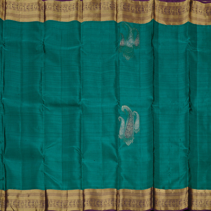 Hayagrivas Handloom Kanjivaram Silk Saree in Refreshing Teal Green KBD2113C1-1