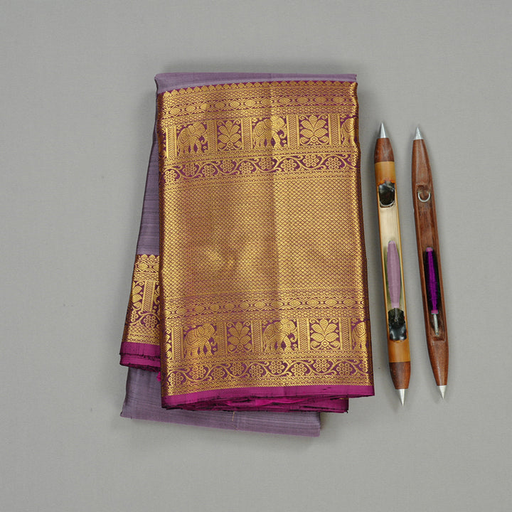 Hayagrivas Plum Purple Handloom Kanjivaram Silk Saree with Purple Border KBD2113C10-2