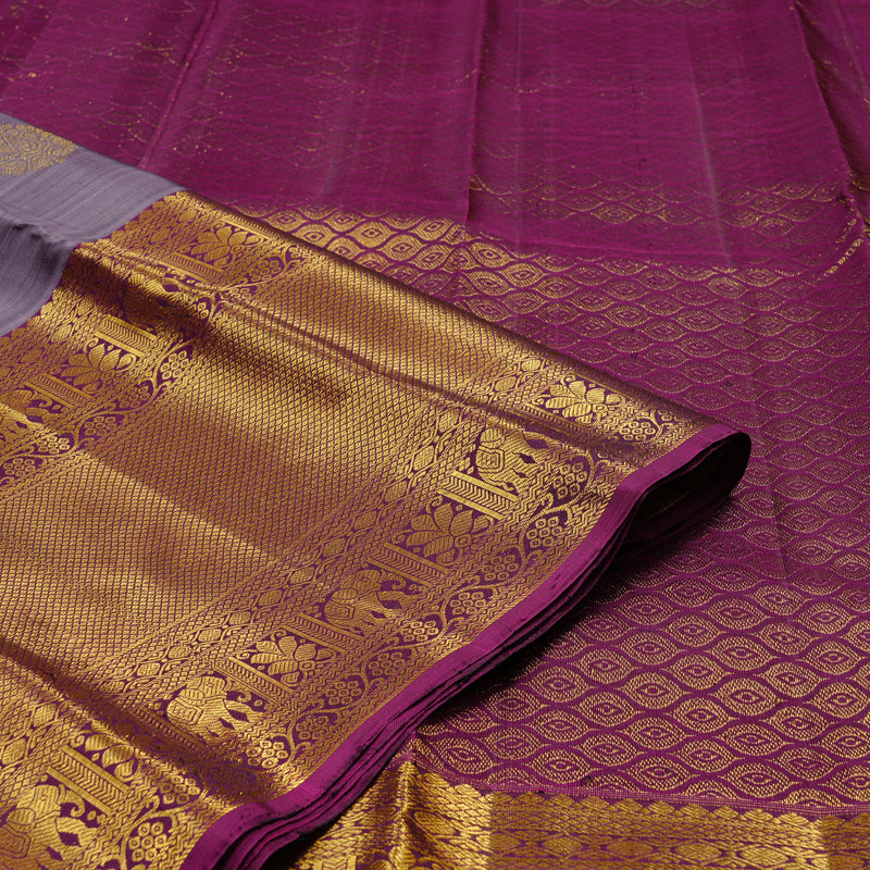 Hayagrivas Plum Purple Handloom Kanjivaram Silk Saree with Purple Border KBD2113C10-2