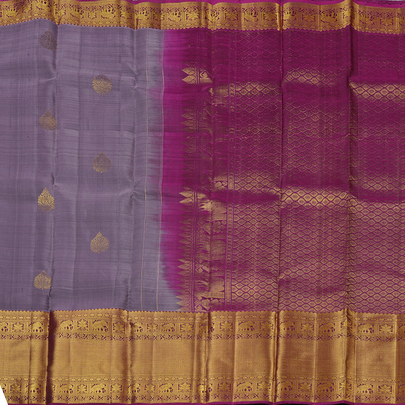 Hayagrivas Plum Purple Handloom Kanjivaram Silk Saree with Purple Border KBD2113C10-2