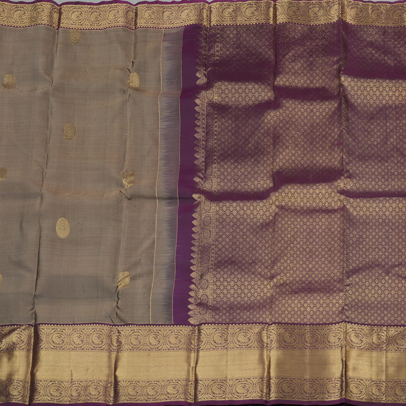 Hayagrivas Handloom Kanjivaram Silk Saree in Bold Ash Grey KBD2113C10-4
