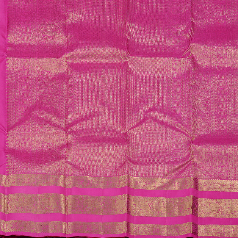 Hayagrivas Dark Purple Handloom Kanjivaram Silk Saree with Pink Border KBD2113C12-1