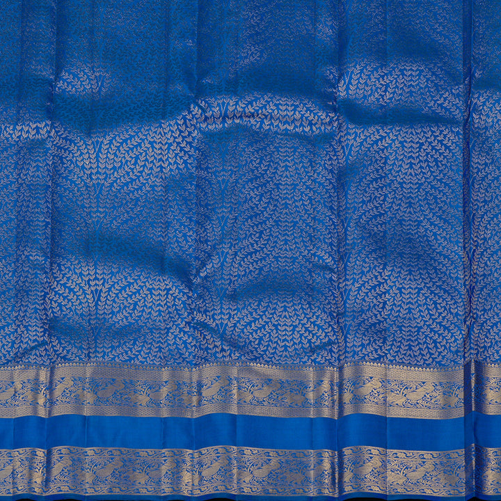 Hayagrivas Blue Handloom Kanjivaram Silk Saree with Peacock Blue Border KBD2113C12-2