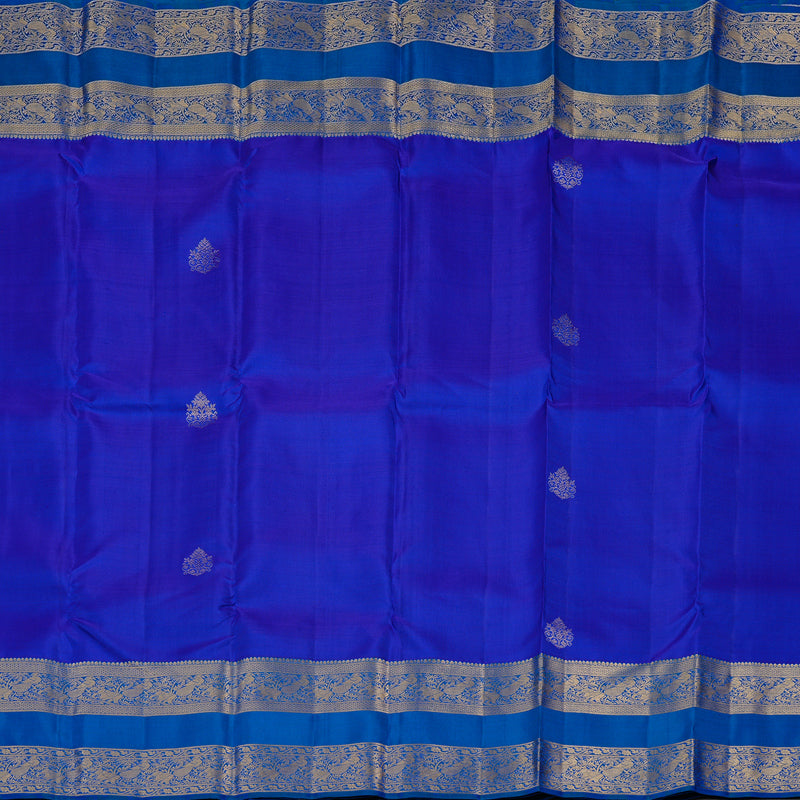 Hayagrivas Blue Handloom Kanjivaram Silk Saree with Peacock Blue Border KBD2113C12-2