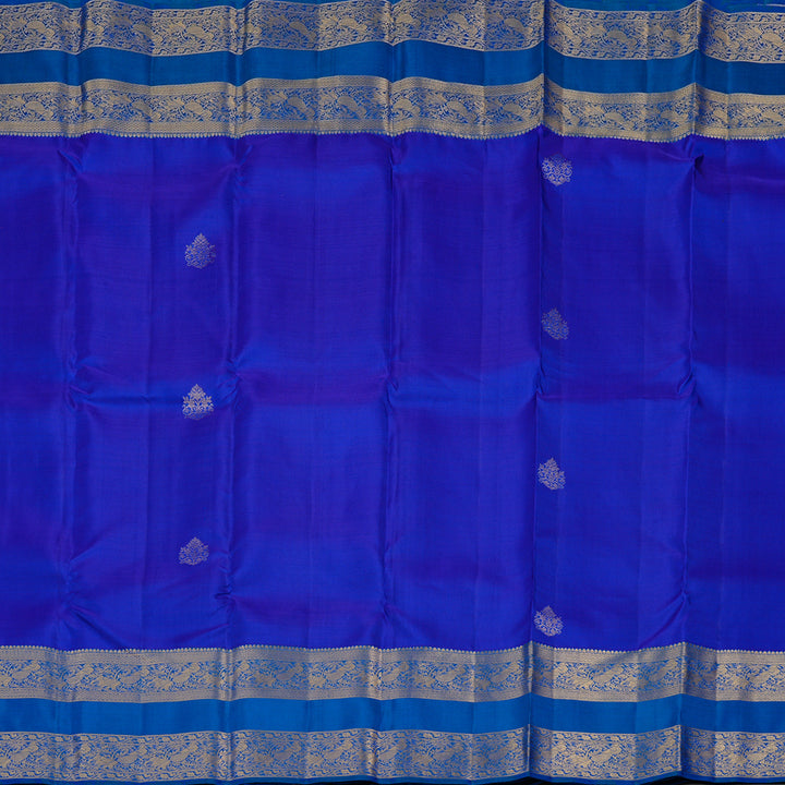 Hayagrivas Blue Handloom Kanjivaram Silk Saree with Peacock Blue Border KBD2113C12-2