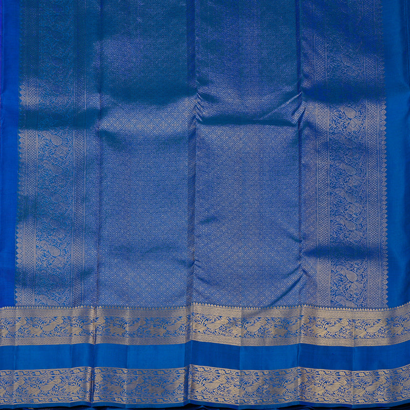 Hayagrivas Blue Handloom Kanjivaram Silk Saree with Peacock Blue Border KBD2113C12-2