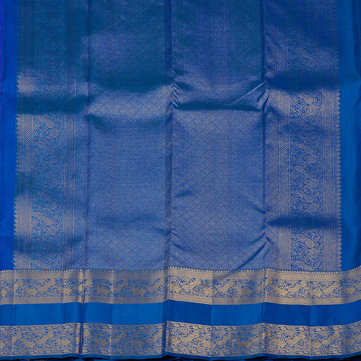 Hayagrivas Blue Handloom Kanjivaram Silk Saree with Peacock Blue Border KBD2113C12-2