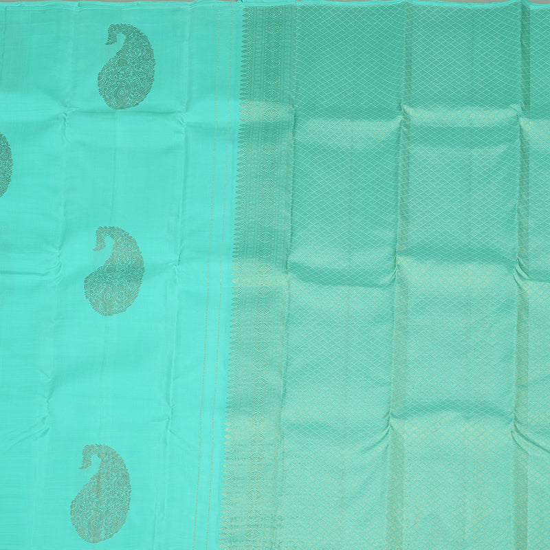 Hayagrivas Sea Blue Handloom Kanjivaram Silk Saree KBD2113C7-5