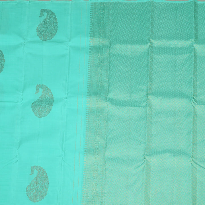 Hayagrivas Sea Blue Handloom Kanjivaram Silk Saree KBD2113C7-5
