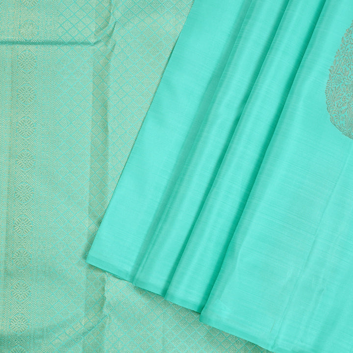 Hayagrivas Sea Blue Handloom Kanjivaram Silk Saree KBD2113C7-5
