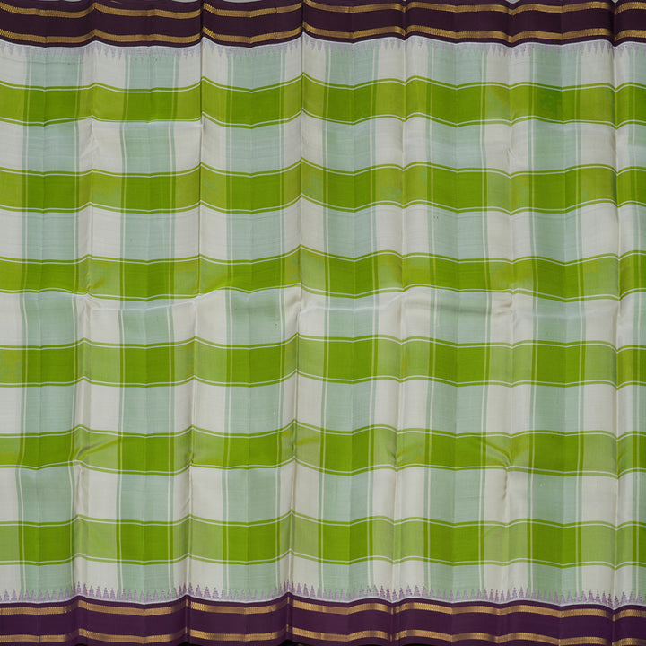 Hayagrivas Handloom Multicolour Kanjivaram Silk Saree with Wine Purple Border KBD2114C1-3