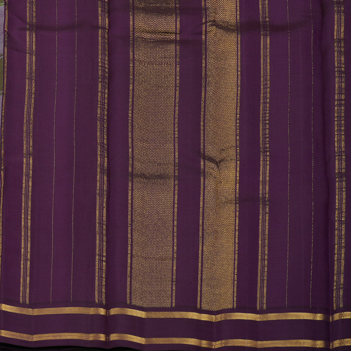 Hayagrivas Handloom Multicolour Kanjivaram Silk Saree with Wine Purple Border KBD2114C1-3