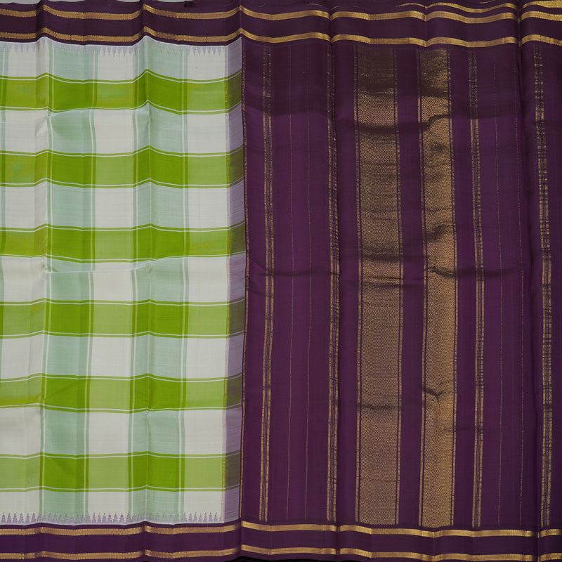 Hayagrivas Handloom Multicolour Kanjivaram Silk Saree with Wine Purple Border KBD2114C1-3