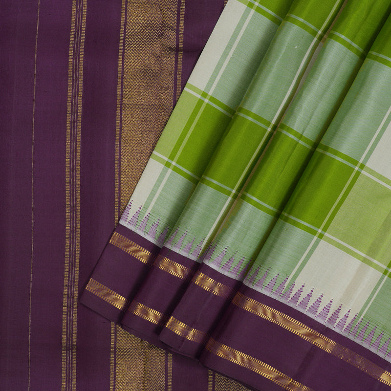 Hayagrivas Handloom Multicolour Kanjivaram Silk Saree with Wine Purple Border KBD2114C1-3