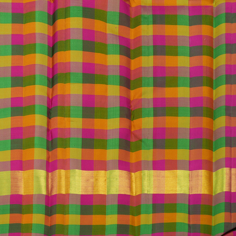 Hayagrivas Pastel Green Handloom Kanjivaram Silk Saree with Multi Colour Checks Border KBD2114C2-12