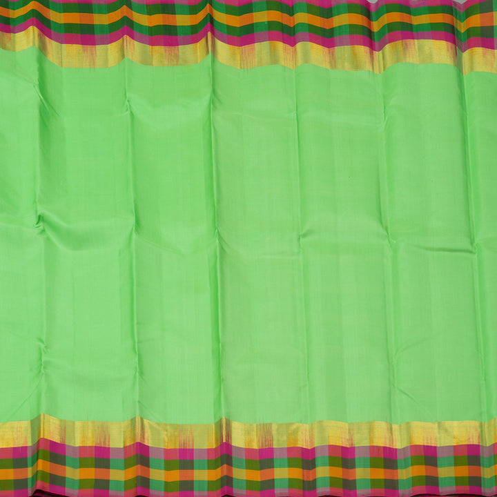 Hayagrivas Pastel Green Handloom Kanjivaram Silk Saree with Multi Colour Checks Border KBD2114C2-12