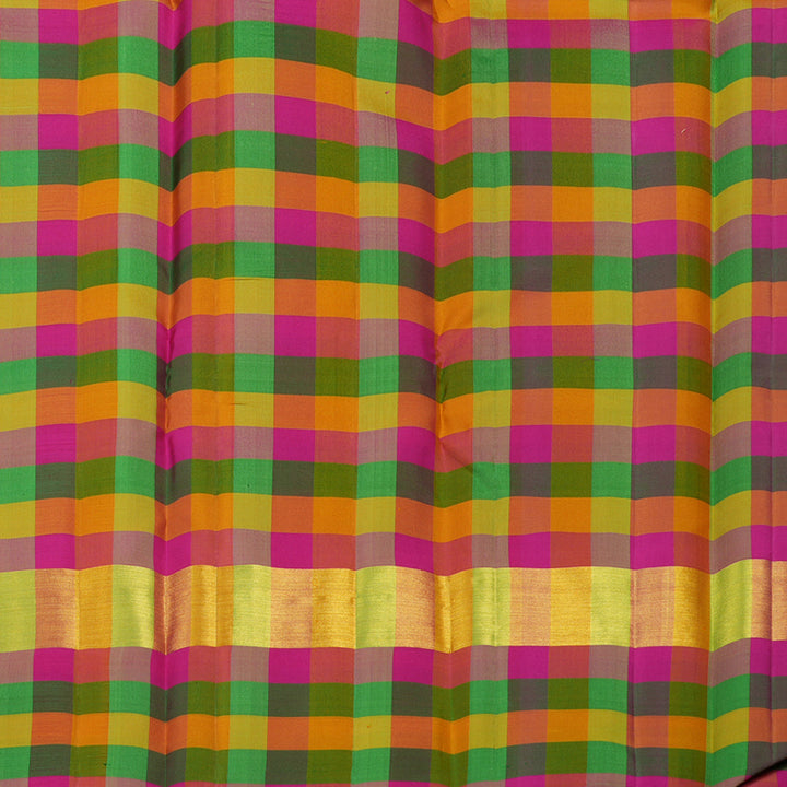 Hayagrivas Pastel Green Handloom Kanjivaram Silk Saree with Multi Colour Checks Border KBD2114C2-12