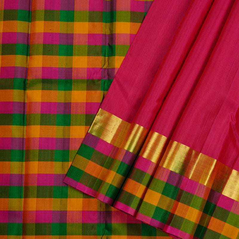 Hayagrivas Handloom Kanjivaram Silk Saree in Radiant Reddish Pink KBD2114C2-13