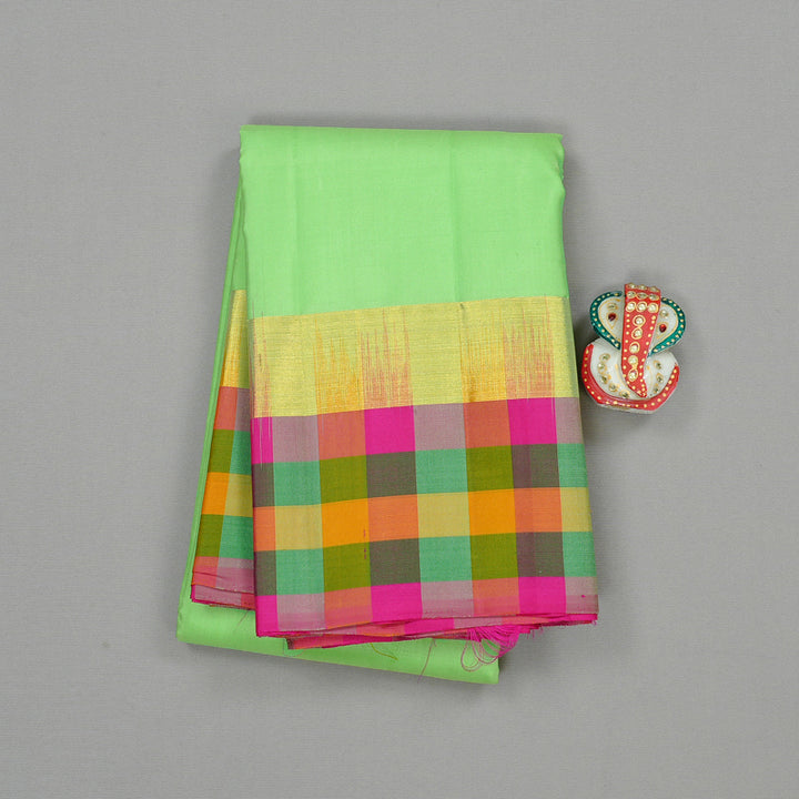 Hayagrivas Pastel Green Handloom Kanjivaram Silk Saree with Multi Colour Checks Border KBD2114C2-2