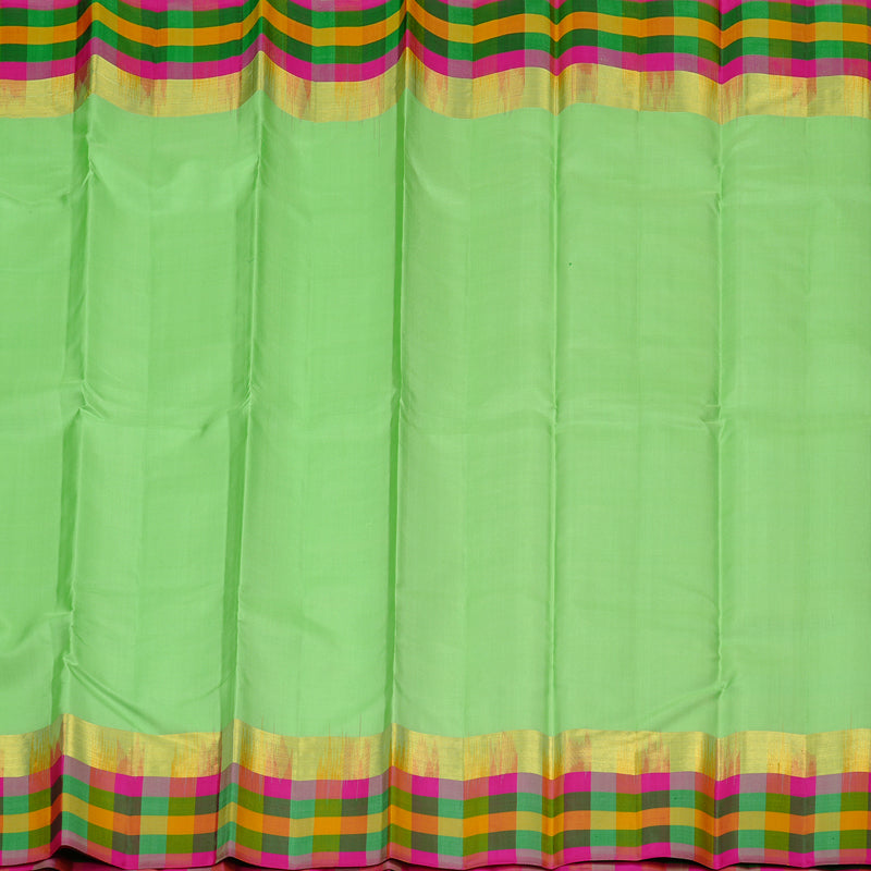 Hayagrivas Pastel Green Handloom Kanjivaram Silk Saree with Multi Colour Checks Border KBD2114C2-2