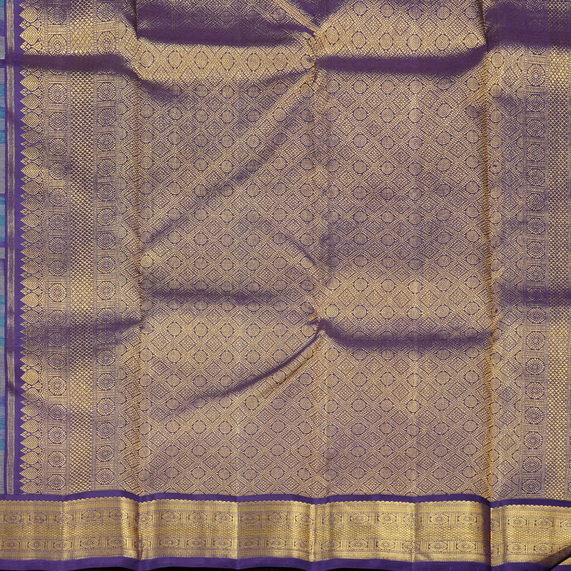 Hayagrivas Sky Blue WIth White Checks Handloom Kanjivaram Silk Saree with Blue Border KBD2115C3-1