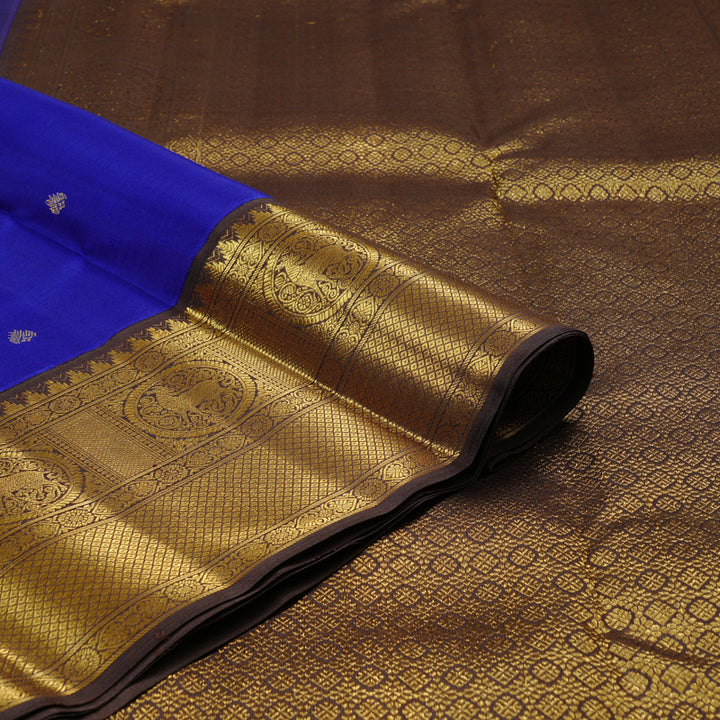 Hayagrivas Handloom Kanjivaram Silk Saree in Timeless Blue KBD2116C1-1