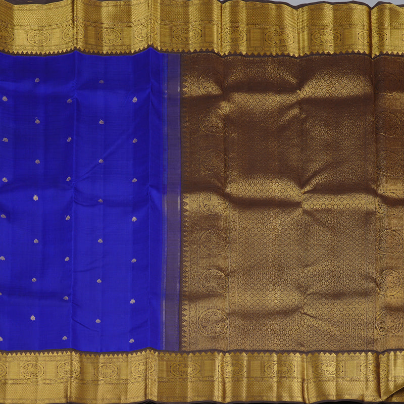 Hayagrivas Handloom Kanjivaram Silk Saree in Timeless Blue KBD2116C1-1