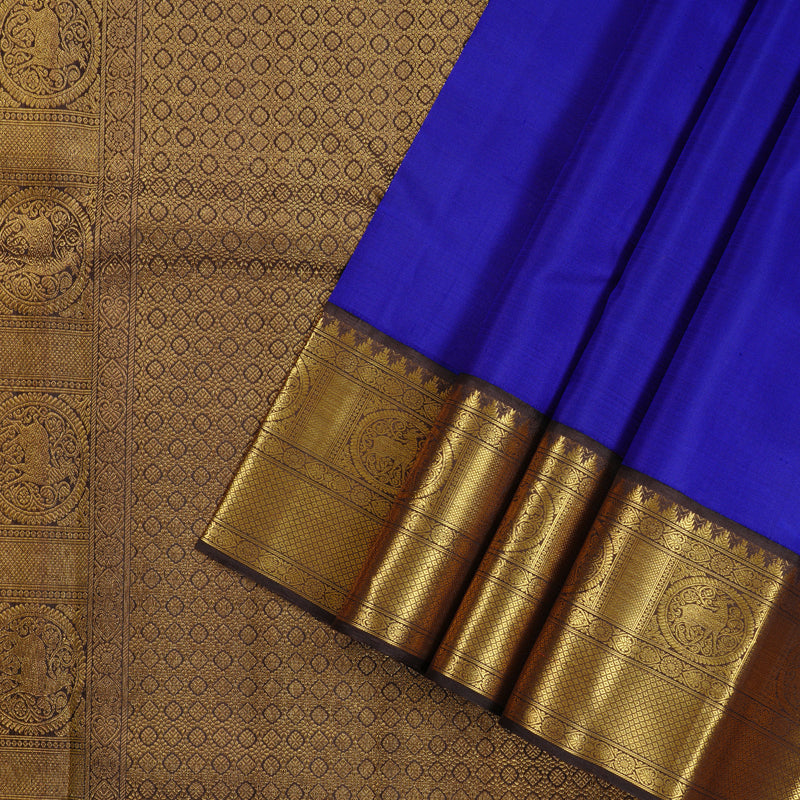 Hayagrivas Handloom Kanjivaram Silk Saree in Timeless Blue KBD2116C1-1