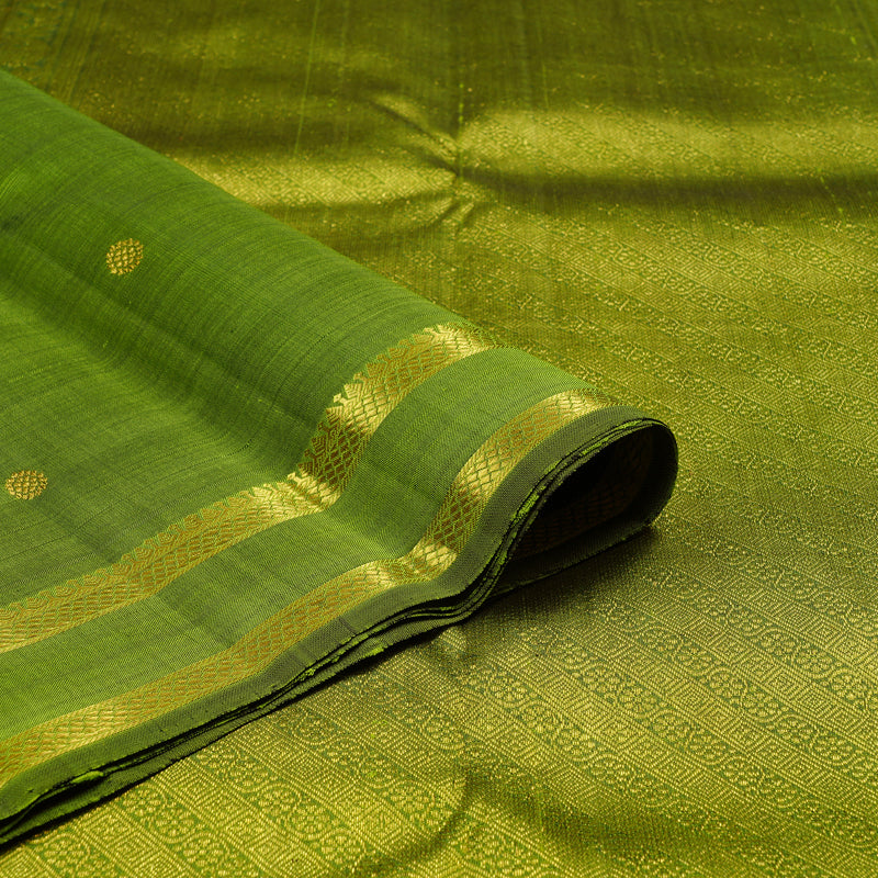 Hayagrivas Handloom Kanjivaram Silk Saree in Vibrant Olive Green KBD2116C4-1