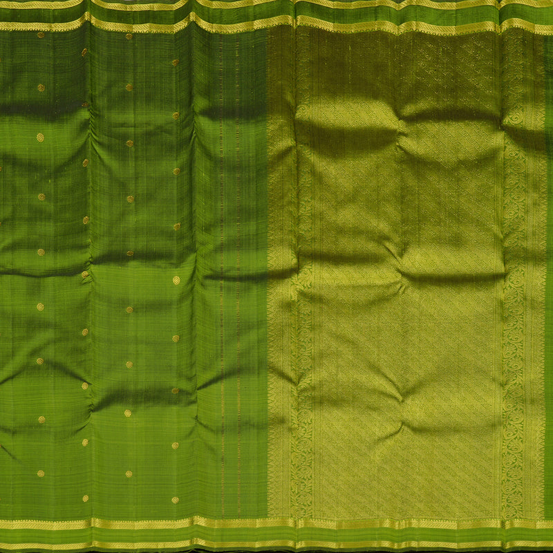 Hayagrivas Handloom Kanjivaram Silk Saree in Vibrant Olive Green KBD2116C4-1