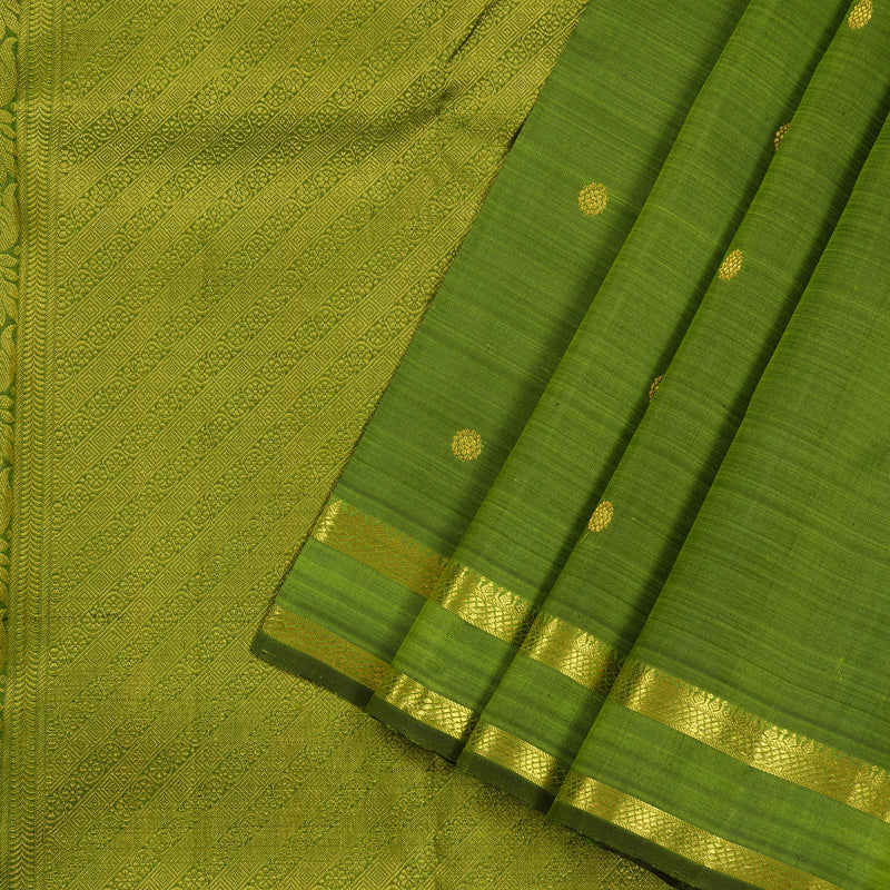 Hayagrivas Handloom Kanjivaram Silk Saree in Vibrant Olive Green KBD2116C4-1