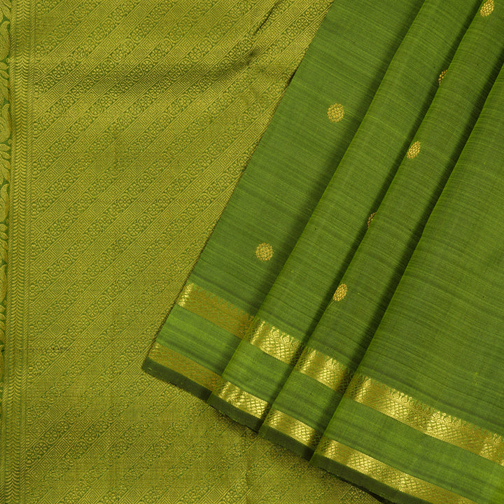 Hayagrivas Handloom Kanjivaram Silk Saree in Vibrant Olive Green KBD2116C4-1