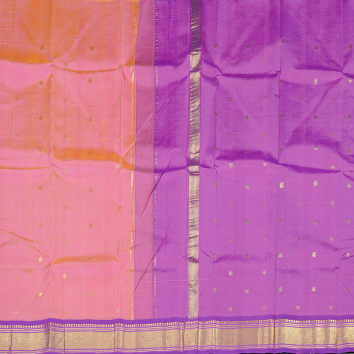 Hayagrivas Handloom Kanjivaram Silk Saree in Dazzling Orangish Pink KBD2118C1-12